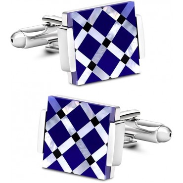 Business Wedding Mother of Pearl & Onyx Stripe Tuxedo Cufflinks for Men