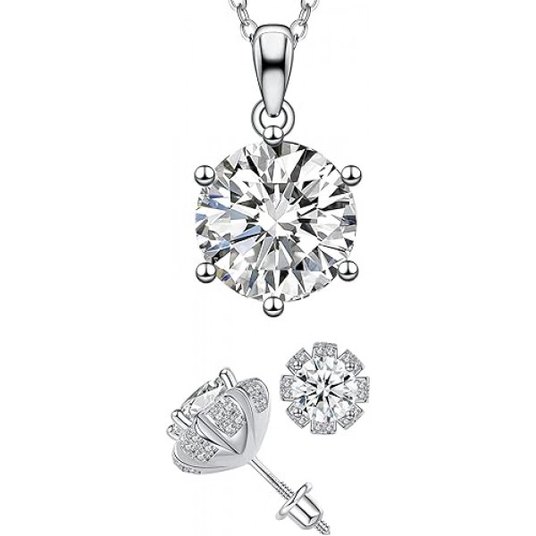 Moissanite Earrings & Necklace Jewelry Gift Set – 2.0 CTW 