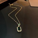 Luxury Internet Celebrity Emerald Necklace with Niche Earrings