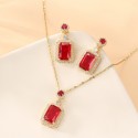 Luxury Internet Celebrity Emerald Necklace with Niche Earrings