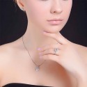 Copper-Inlaid Zircon Princess Square Bag Necklace Set Three-Piece Jewelry for Women