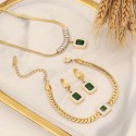 Emerald Titanium Steel Necklace Set for Women 