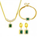 Emerald Titanium Steel Necklace Set for Women 