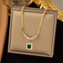 Emerald Titanium Steel Necklace Set for Women 