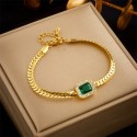 Emerald Titanium Steel Necklace Set for Women 