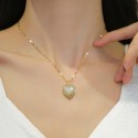 Titanium Steel Light Luxury Peach Heart Pearl Shell Necklace 