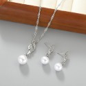 Elegant European & American Bridal Jewelry Set Pearl Diamond