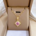 Square Micro-Inlaid Necklace & Earrings Set for Women 