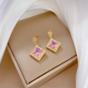 Square Micro-Inlaid Necklace & Earrings Set for Women 