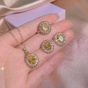 Yellow Crystal Gem Titanium Steel Jewelry Set 