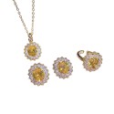 Yellow Crystal Gem Titanium Steel Jewelry Set 