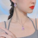 Cherry Blossom Pink Zircon Jewelry Set | Necklace and Long Argyle Pink